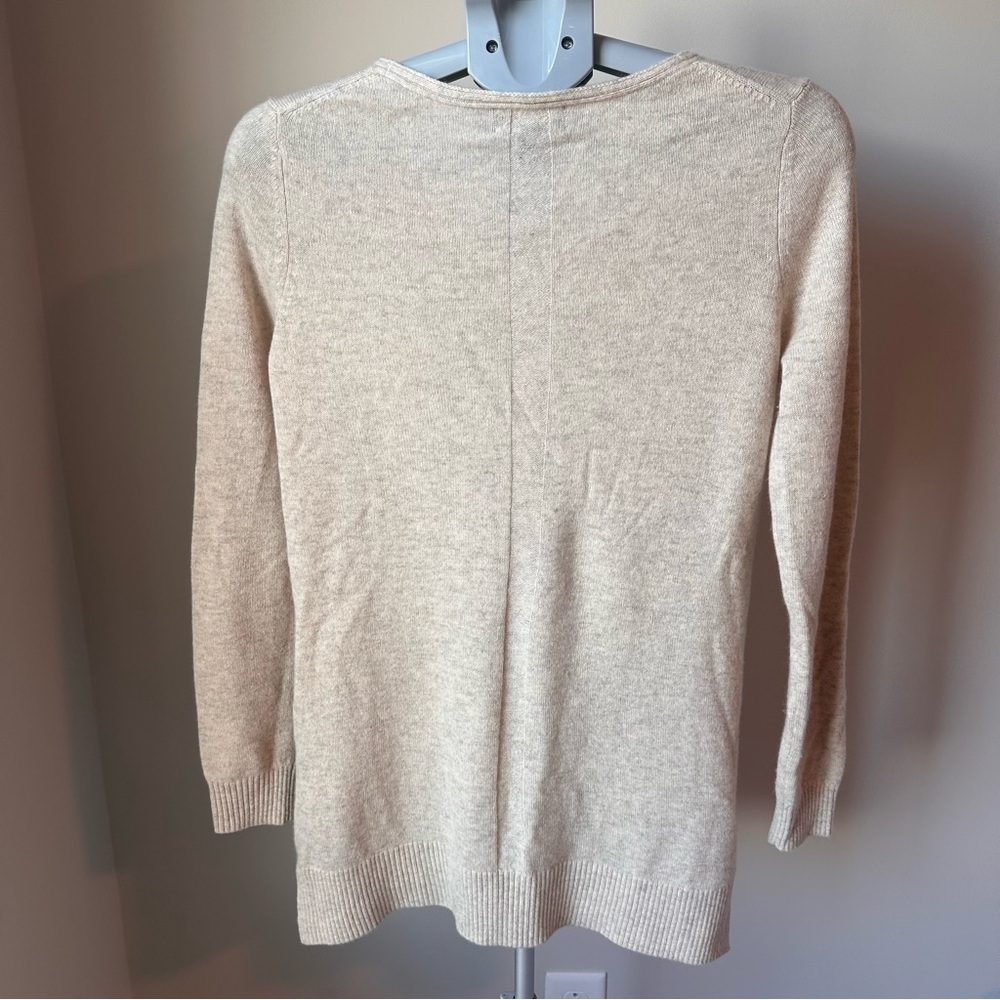Lands' End 100% Cashmere Tunic Sweater Woman’s Small | Oatmeal V-Neck Longline - Picture 2 of 4